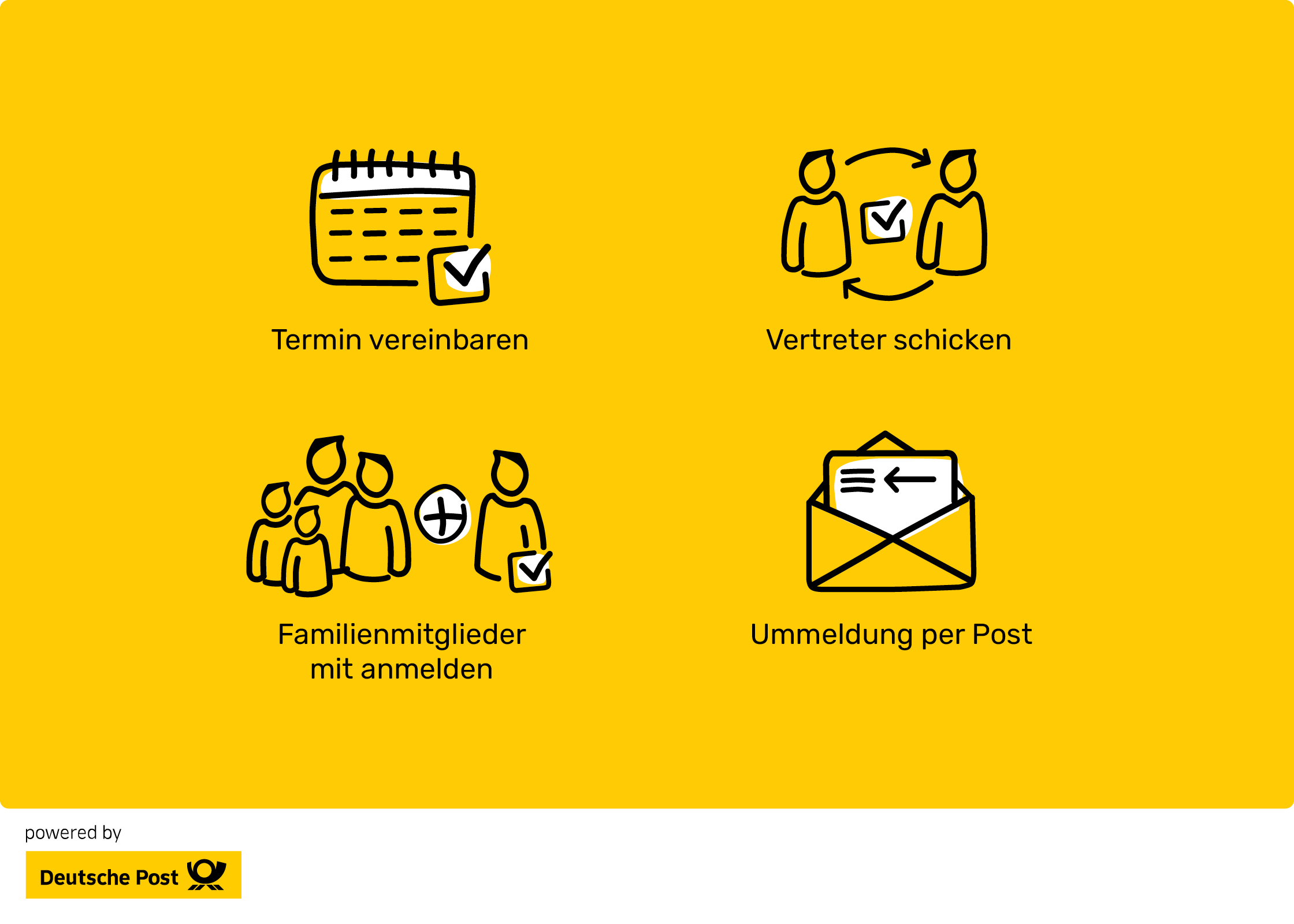 Wohnsitz ummelden: Kosten, Fristen, Unterlagen Grafik mit Tipps für die Wohnsitzanmeldung, zum Beispiel Ummeldung per Post